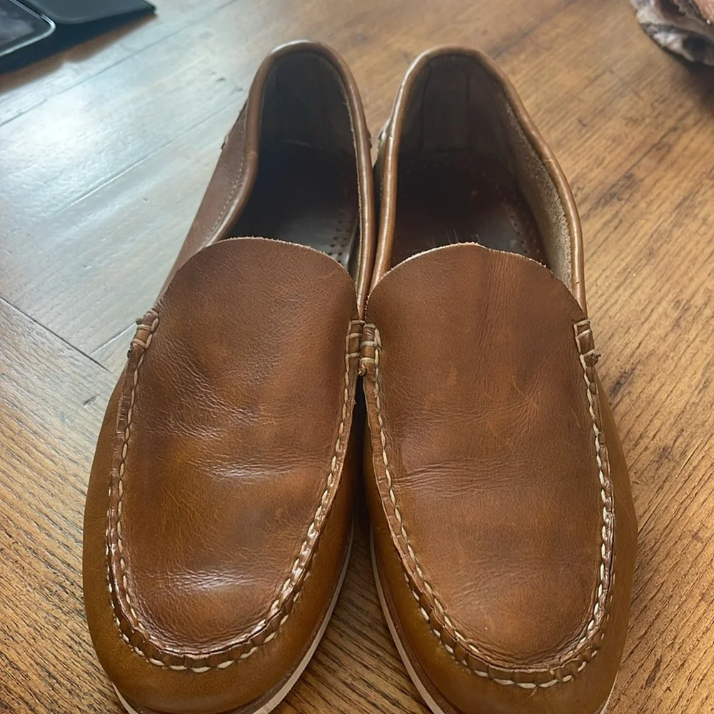 Men's Brown Allen Edmonds Grand Canal Leather Moc-Style Loafers Size 9.5D